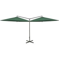 Double Garden Parasol with Steel Pole Green 600 cm Vidaxl