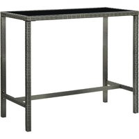 Garden Bar Table Grey 130x60x110 cm Poly Rattan and Glass vidaXL