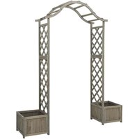 Garden Pergola with Planter Grey Solid Firwood Vidaxl