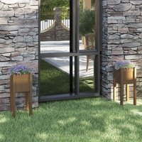 Garden Planters 2 pcs Honey Brown 31x31x70 cm Solid Pinewood Vidaxl