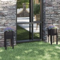 Vidaxl - Garden Planters 2 pcs Black 31x31x70 cm Solid Pinewood