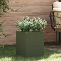 Garden Planter Olive green 32 x 32 x 40 cm Cold-rolled steel Vidaxl