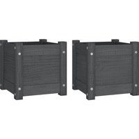 Garden Planters 2 pcs Grey 31x31x31 cm Solid Pinewood Vidaxl