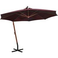Vidaxl - Hanging Garden Parasol with Pole Bordeaux Red 3.5x2.9 m Solid Fir Wood