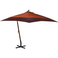 Vidaxl - Hanging Garden Parasol with Pole Terracotta 3x3 m Solid Fir Wood