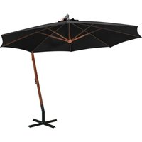 Hanging Garden Parasol with Pole Black 3.5x2.9 m Solid Fir Wood Vidaxl