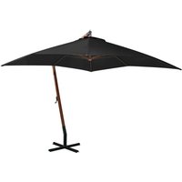 Hanging Garden Parasol with Pole Black 3x3 m Solid Fir Wood vidaXL