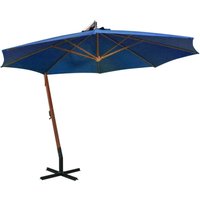 Hanging Garden Parasol with Pole Azure Blue 3.5x2.9 m Solid Fir Wood Vidaxl