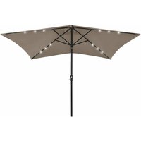 Garden Parasol with LEDs and Steel Pole Taupe 2x3 m Vidaxl
