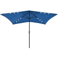 Garden Parasol with LEDs and Steel Pole Azure Blue 2x3 m vidaXL