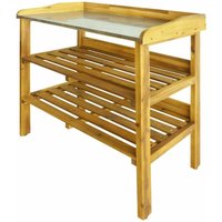 Potting Bench with 2 Shelves Solid Acacia Wood and Zinc Vidaxl