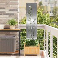 Garden Privacy Screen Floral Silver 32 x 140 cm Stainless steel vidaXL