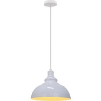 Axhup - Vintage Pendant Light, Hanging Ceiling Lamp with Dome Metal Lampshade, Retro Industrial Chandelier for Kitchen Island (White, Ø29cm)