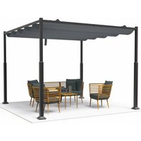 VOUNOT 3x3m Metal Pergola with Retractable Roof, Garden Gazebo for Outdoor, Grey