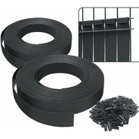 VOUNOT PVC Privacy Strips Garden Privacy Fence Screen 150m x 4.7cm with 300 Clips, Black