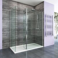 Walk in Shower Enclosure 8mm Easy Clean Glass 800mm Wetroom Shower Glass Panel with 900mm Side Panel and 300mm Flipper Panel - Elegant