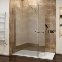 Walk in Shower Enclosure Wetroom Shower Glass Panel with 300mm Flipper Panel 700mm - Elegant