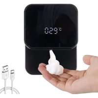 Wall-mounted automatic soap dispenser, touchless foam soap dispenser with LED display, 280 ml foam dispenser, black