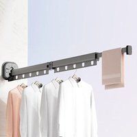 Ikodm - Wall-mounted clothes dryer, space-saving, retractable clothes dryer, metal folding clothes dryer - 126cm