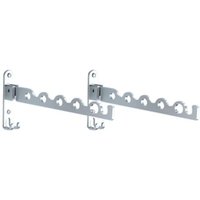 Wall-Mounted Clothes Hanger, Folding Coat Rack, Drying Rail, Wall-Mounted Clothes Dryer for Bathroom, Bedroom, Laundry Room (Silver, x2)