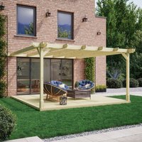 Rutland County Garden Furniture Ltd - Wall Mounted Double Premium Pergola and Decking Kit - Wood - L480 x W480 x H270 cm - Light Green