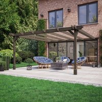 Rutland County Garden Furniture Ltd - Wall Mounted Double Premium Pergola - Wood - L360 x W480 x H270 cm - Rustic Brown