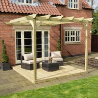 Rutland County Garden Furniture Ltd - Wall Mounted Garden Pergola and Decking Kit - Wood - L480 x W480 cm - Light Green