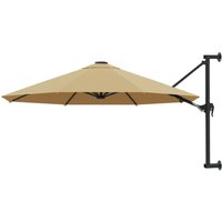 Wall-Mounted Garden Parasol with Metal Pole 300 cm Taupe vidaXL