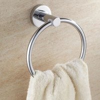 Wall Mounted Round Towel Ring Stainless Steel Towel Rail Chrome Modern Towel Holder for Bathroom and Kitchen