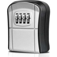 Wall-Mounted Secure Key Box (Gray) Mini Outdoor Key Safe Lock Box with Resettable 4-Digit Combination Waterproof Key Case for Home School Office
