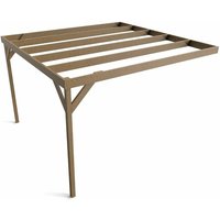 Arbor Garden Solutions - Wall-mounted wooden box pergola, complete diy kit, 3.6m x 4.2m (Rustic brown finish)