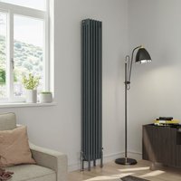Warmehaus - Traditional 4 Column Anthracite Radiator Cast Iron Style Radiators 1800x290mm