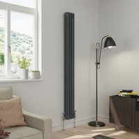 Warmehaus - Traditional Triple Column Anthracite Radiator Cast Iron Style Radiators 1800x202mm