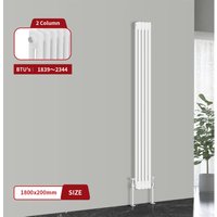 Warmehaus - Traditional Cast Iron Style Radiator White Double Column 1800 x 200mm