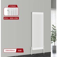 Warmehaus - Traditional Cast Iron Style Radiator White Double Column 1500 x 560mm