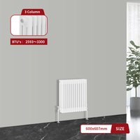 Warmehaus - Traditional Cast Iron Style Radiator White Triple Column 600 x 607mm