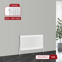 Warmehaus - Traditional Cast Iron Style Radiator White Double Column 600 x 1190mm