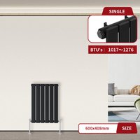 Warmehaus - Flat Panel Radiator Black Horizontal 600 x 408mm Single Column