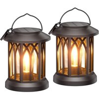 Waterproof Outdoor Solar Lanterns, Upgraded Bright Hanging Solar Lights for Outdoor Use, 2-Pack LED Solar Lantern Lights for Garden Patio Yard, Warm
