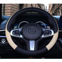 Csparkv - Wavy Line Splice Beige Microfiber Leather Steering Wheel Cover