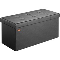 Casaria Foldable Ottoman Chest Bench with Padded Lid 100/131 Litres Capacity l - Black