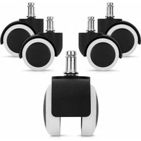 White casters for office chairs - Set of 5 chair casters - Replacement wheels 11/50 mm - Silent seat base
