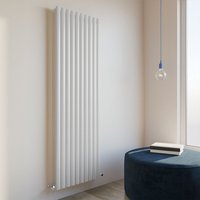 Acezanble - 1800x590mm Single White Vertical Oval Column Central Heating Designer Radiator
