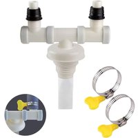 White Double Drain Washing Machine, Washing Machine Non-Return Valve, Double Connection for Tumble Dryer and Washing Machine, Connection for Washing