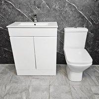 Hydros - White Gloss 700mm Emily Vanity Unit with Sindee Toilet Square Set, Without Tap
