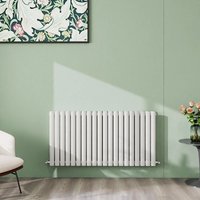 AICA 600x1180mm White Horizontal Designer Radiator Double Oval Column Heating UK
