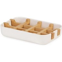 White/Natural Compactor White Soap Dish, Eco-friendly Bamboo, Natural, Biodegradable, Plastic-Free