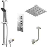 Wholesale Domestic - Cubix Polished Chrome Concealed Triple Thermostatic Shower Valve with Diverter and 400mm Square Head with 150mm Ceiling Arm and