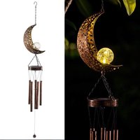 Solar Wind Chime, Mobile led Moon Hanging Light Waterproof Outdoor Decorative for Garden Patio Terrace Yard