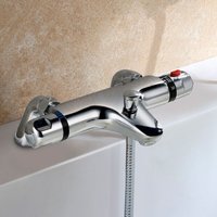 Nes Home - Modern Deck Mounted Chrome Thermostatic Bath Shower Mixer Tap